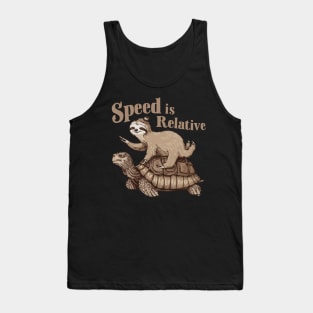 Speed is Relative Funny Vintage Sloth Riding Tortoise Tank Top